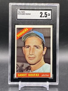 Tarjeta de béisbol 1966 Topps #100 Sandy Koufax Salón de la fama Los Angeles Dodgers de colección SGC - Imagen 1 de 2