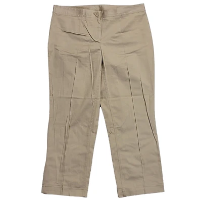 Внимание женщин атласный сужающийся укороченные брюки брюки размер 10 бежевый офис работы - Изображение 1 из 4