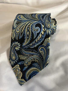 Statement Confidence Black/Blue/Beige Paisley Necktie Tie 60"x3.5" - Picture 1 of 6