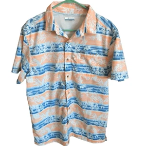 Columbia SZ Medium PFG fishing outdoor shirt vented orange blue short sl (CC11) - Picture 1 of 7