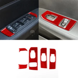 Interruptor de elevación de ventana para Hummer H3 2006-2010 botón panel cubierta rojo fibra de carbono × 5 - Imagen 1 de 15