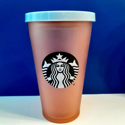 VASO STARBUCKS Mate Melocotón Estampado Floral Sirena Logo Copa Fría 16 OZ Foto 1 de 4