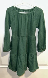 CAT & JACK Long Sleeve Cozy Waffle Knit Hunter Green Dress Girls Size 4/5 XS - Picture 1 of 7