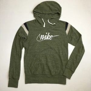 NIKE Kids sz Small 8 Yr Heather Green Black White Logo Print Hoodie Pullover - Picture 1 of 10