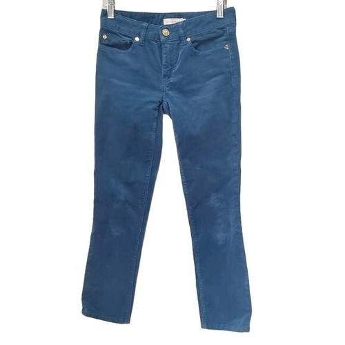 TORY BURCH pantaloni donna velluto a coste TG 23 velluto a coste super skinny blu accademia casual