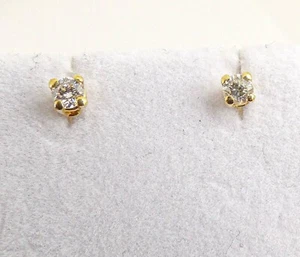 18ct Gold Diamond Earrings Studs Single Solitaire 750 with Gift Box - Picture 1 of 9