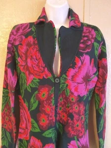 Isaac Mizrahi Womens Sweater Size XS Pink Red Black Long Sleeve Floral NWT - Picture 1 of 8