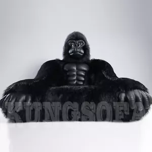 Gorilla Blow Mold Design Inflatable Sofa Black King Kong Airbed Double Couch - Picture 1 of 17