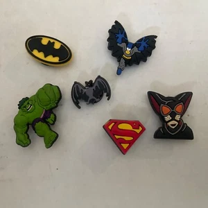 Lot of 6 Unbranded Jibbitz Batman Superman Hulk Bling Charm Super Hero BRAND NEW - Picture 1 of 1
