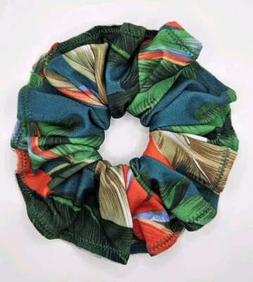 BIRDS OF PARADISE SCRUNCHIE NEW HAIR TIE SHINY SPANDEX LARGE HANDMADE.Size: 5x5" - Image 1 of 2