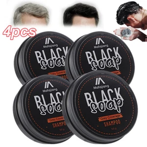 4X Men's Black Soap Hair Darkening Shampoo Bar Natural Grey Removal Gray Coverag - Picture 1 of 16