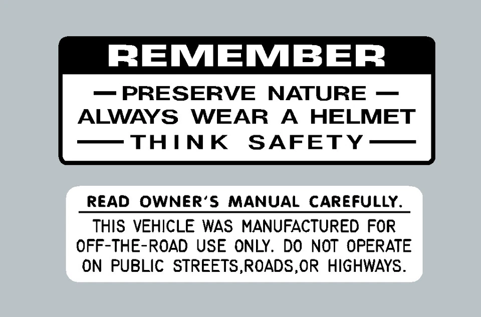 HONDA XR75 МАЙКА ПРЕДУПРЕЖДЕНИЕ ИНФОРМАЦИЯ НАКЛЕЙКА 1973 ЧЕРЕЗ 1976 REPRO  - Изображение 1 из 1