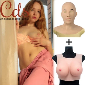 Realistic Silicone Female Head Mask Crossdresser Face Mask For Women Cosplay - Picture 1 of 25