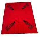 Ancient Greece Red Black Fringed Tablecloth Greek Women in Dresses Urns 44x53