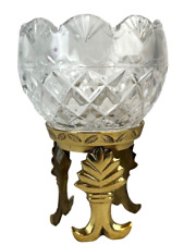 Vintage Royal Irish Crystal Votive Holder Brass Pineapple Stand New Damaged  Box