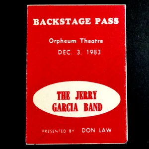 Jerry Garcia Backstage Pass Boston MA Orpheum 12/3/83 12/3/1983 Grateful Dead JG - Picture 1 of 4