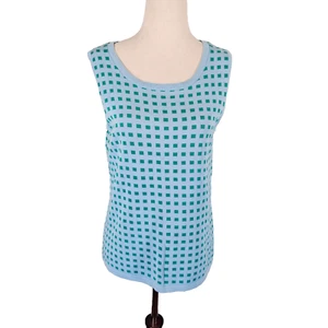 Coldwater Creek Golf Sweater Vest Womens Size S 8 Blue Green Knit Sleeveless EUC - Picture 1 of 9