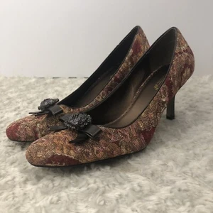 Madeline Women’s “Laci” Paisley Heels With Bow Accent On Toe Size 7.5 - Picture 1 of 12