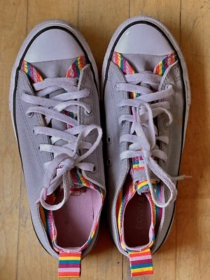 Tênis Converse All Star CTAS 669818F cinza lobo listra arco-íris meninas tamanho 4 - Imagem 1 de 4