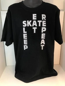 EAT SLEEP SKATE REPEAT Tee with Glitter HTV ALL size 12 - Picture 1 of 1