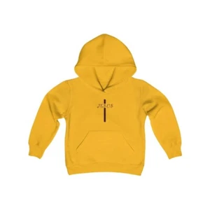 Youth Heavy Blend Hooded Sweatshirt "Jesus Cross" swift - Picture 1 of 33