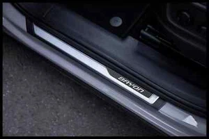 Fit Hyundai Bayon Chrome/Carbon Door Sill Scratch Protector Stainles Steell 4pc - Imagen 1 de 5