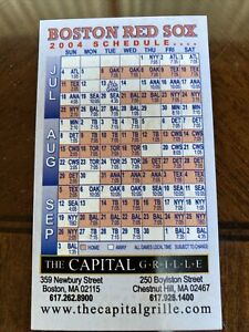 2004 Boston Red Sox Baseball Schedule Capital Grille World Champs