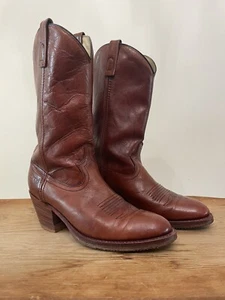 Stivali western cowboy vintage Dingo bordeaux pelle rosso uomo 8,5 D made in USA 5117 - Foto 1 di 8