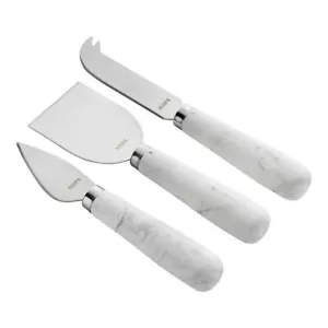 Acopa 3-Piece Stainless Steel Cheese Knife Set with White Marble Handles - Picture 1 of 2