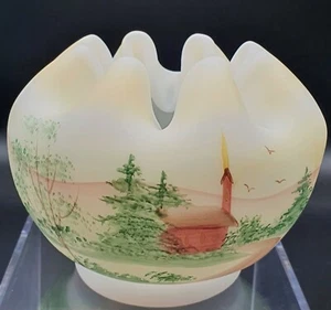 Fenton Hand Painted Rose Bowl Handcrafted Signed Sue Jackson 4.5”W 3.5”H - Picture 1 of 6