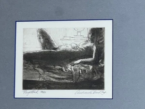 Vintage Andrew Rush "Nightbed" S/N 14/50 Art Etching 16.75"x15.25" - Foto 1 di 5