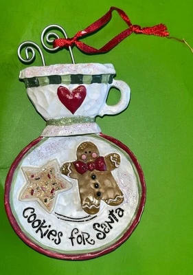 Adorno de árbol de Navidad vintage Kurt Adler taza de coco caliente galleta pan de jengibre Foto 1 de 4