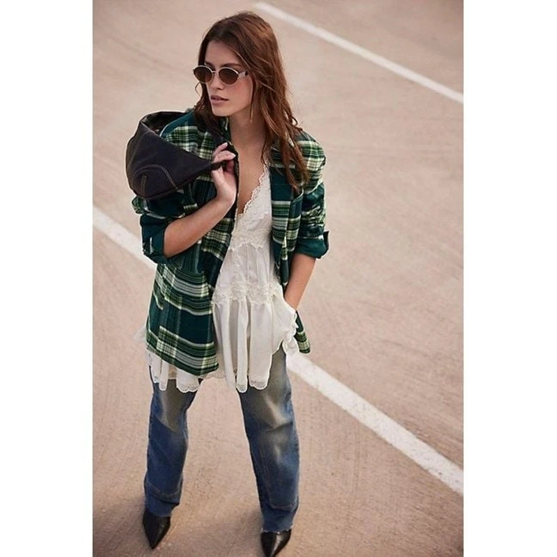 Nuevo Blazer Reggie FREE PEOPLE $178 X-GRANDE Verde DE GRAN TAMAÑO CAPAS Relajadas  Foto 1 de 4