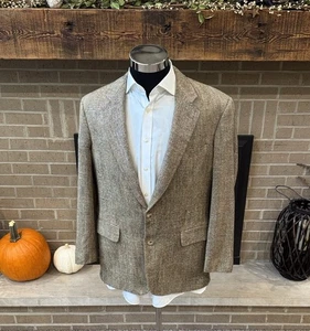 VINTAGE Brooks Brothers mens 42R tan plaid wool 2-button blazer EUC - Picture 1 of 7
