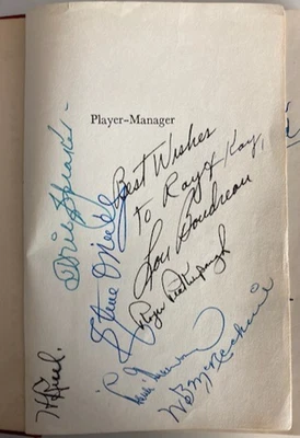 Lou Boudreau Bio - SIGNED by Tris Speaker, Hank Greenberg, Bill McKechnie+ w/JSA - Image 1 of 4