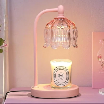 Pink Candle Warmer Lamp with Timer and Dimmer,Mother's Day Gifts flower  - Image 1 of 4