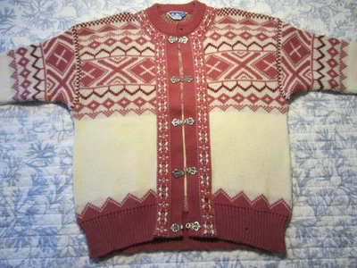 De colección ~ Suéter Cárdigan Mujer Nueva Zelanda Lana Virgen Islandés Plata Gancho ~ Mediano/Lg Foto 1 de 4