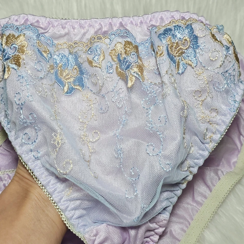 Braguita de nailon sedosa de colección bikini púrpura Sissy calzoncillo de encaje floral talla 7-8 cadera 38-42" Foto 1 de 4