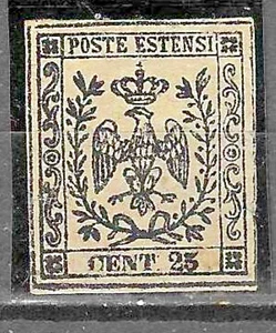 ITALY, MODENA. SG 4. 25c CENT,BROWN PAPER . 1852. - Picture 1 of 1