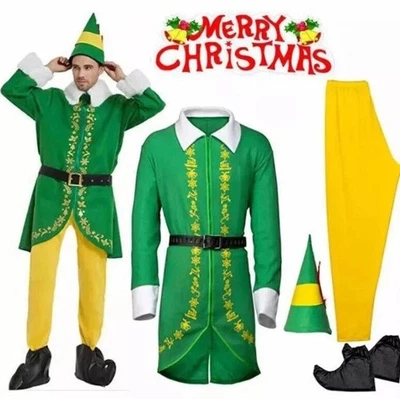 5Pcs/Set Buddy the Elf Costume Men Christmas Costume Cosplay Full Set Costume