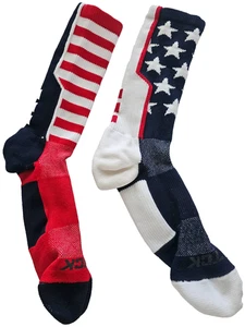 TCK Performance Sport Socken rot weiß blau Sterne Streifen Unisex L 1 Paar LESEN - Bild 1 von 3