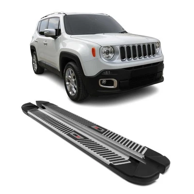 Barras Nerf estriberas de peldaño lateral para Jeep Renegade 2015-2024 negro plateado 2 piezas Foto 1 de 4