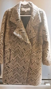 Trina Turk Double Breasted Alpaca Wool Blend Pockets Lined Coat Mushroom Black 8 - Picture 1 of 13