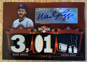 Wade Boggs Auto 2007 Topps Triple Threads Game Used Red Sox Baseball Card 18/18