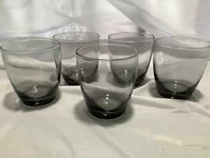 Vintage Libbey Smokey Black 10 Oz Drinking Glasses Set of 5 - Picture 1 of 10