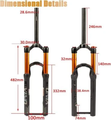 BUCKLOS YINO 24” Air Suspension Fork MTB 120mm Travel 100*15mm Thru Axle/9mm QR - Image 1 of 4