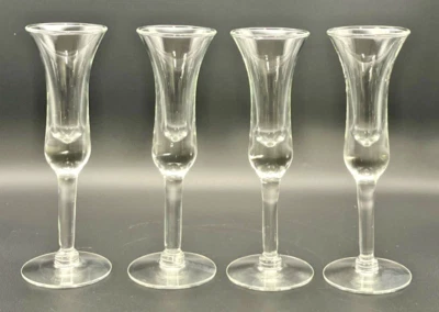 Holmegaard 1 oz Clear Stemmed Aperitif Cordial Shot Glasses 6" Handblown Set 4 - Image 1 of 4