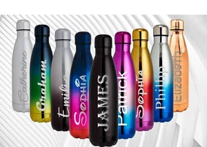 Personalised Water Flask Bottle Stainless Steel Vacuum Insulated Chilly 500ml - Picture 1 of 8