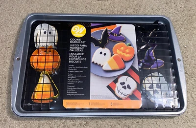 Wilton Halloween Cookie Baking Set  Cookie Sheet 6 Cutters + Cooling Rack - Image 1 of 3