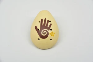 Hand-Painted Ocarina - Petroglyph Design, Multicolored Shades - Picture 1 of 2